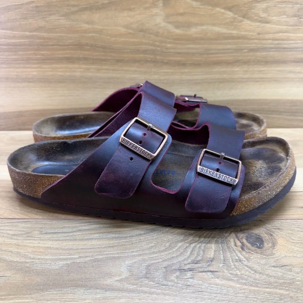 Birkenstock Arizona Soft Footbed Sandal Women 11 W EU 42 Burgundy Leather Travel